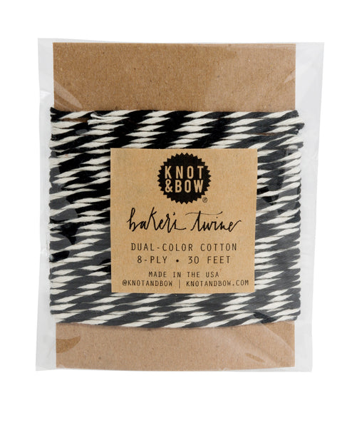 30 feet of dual-color cotton baker’s twine in black and white