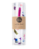 Confetti bomb tube of 1 ounce of party confetti in a mix of white and metallic rainbow in different shapes.