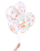 Bunch of clear balloons filled with rectangle neon confetti
