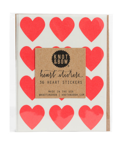 Pack of 36 heart shaped stickers in red