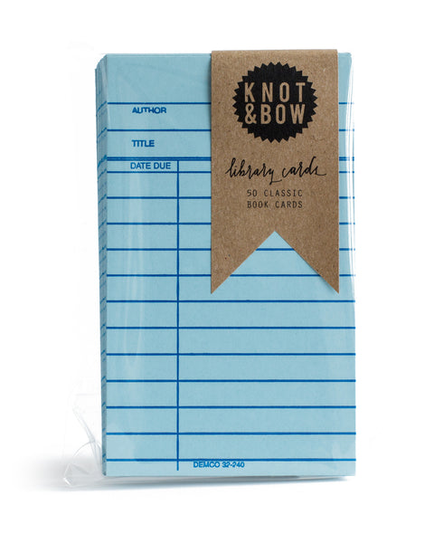 Pack of 50 classic library book note cards in blue