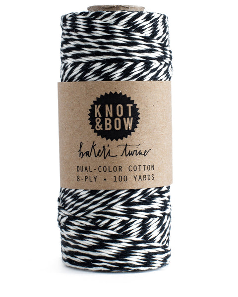 Spool of 100 yards of dual-color cotton baker’s twine in black and white