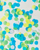 Knot and Bow blue mix circle confetti scattered over a white background.