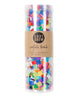 Confetti bomb tube of 1 ounce of party confetti in tiny rainbow squares.