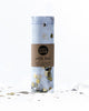 Confetti bomb tube of 1 ounce of party confetti in a mix of white and gold metallic.