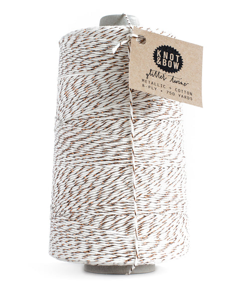 Jumbo cone with 750 yards of glitter twine in natural cotton with a twist of metallic copper