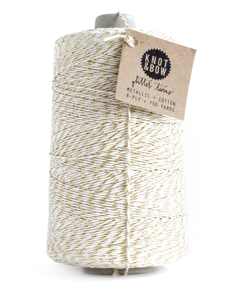 Jumbo cone with 750 yards of glitter twine in natural cotton with a twist of metallic gold