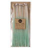 Package of 12 tall hand-dipped mint color beeswax birthday candles with ombré effect