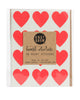 Pack of 36 heart shaped stickers in red