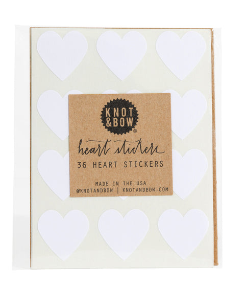 Pack of 36 heart shaped stickers in white