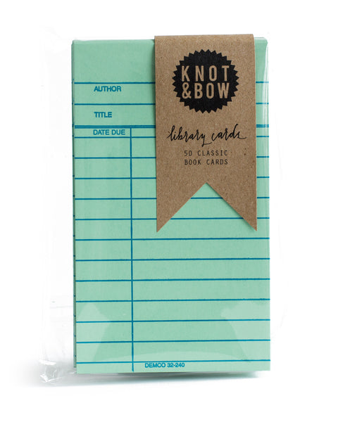 Pack of 50 classic library book note cards in green