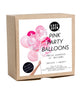 Kraft paper box package of 12 party balloons in a mix of pink colors