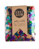Single serving size of party confetti in a mix of metallic rainbow colors.