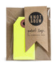 Package of 10 paper parcel gift tags in neon yellow
