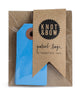Package of 10 paper parcel gift tags in medium blue