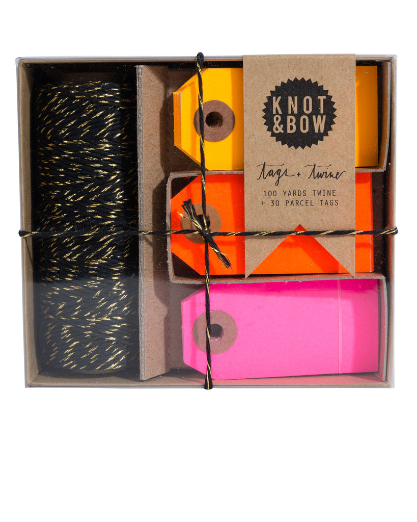 Black/Gold + Warm Neon Tag and Twine Box